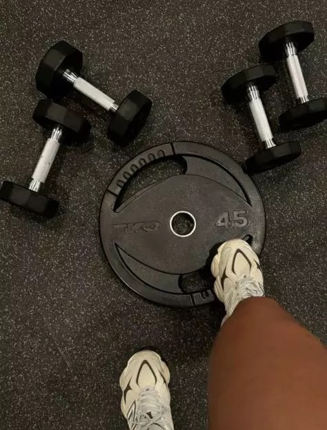 Weights on gym floor