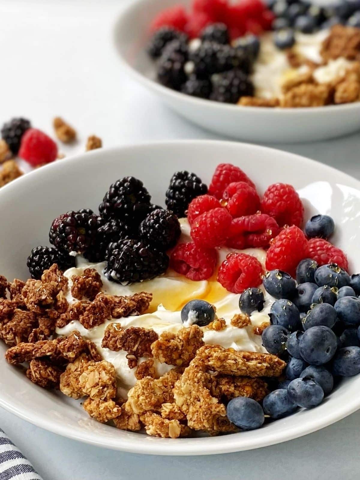 Greek yogurt bowl with berries and granola